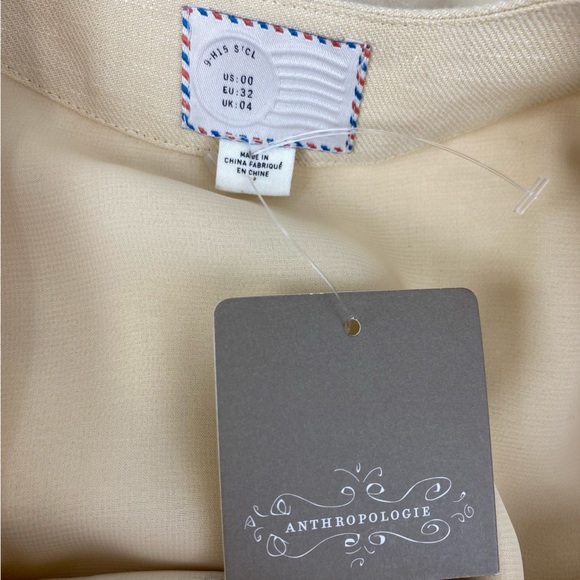NWT Anthropologie Beige Oleander Linen Floral Appliqué Sleeveless Pencil Dress - Picture 5 of 6